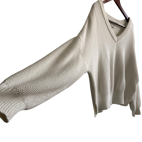 Lucky Brand Cream Knit Sweater L Minimalist Cozycore Light Academia‎ Oversized - Picture 4 of 10